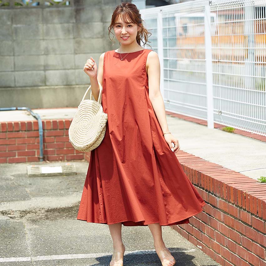 バックリボンAラインワンピース